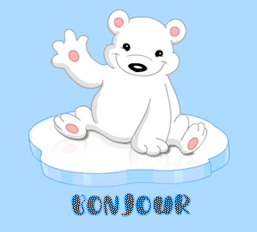 Gif animé bonjour ours blanc